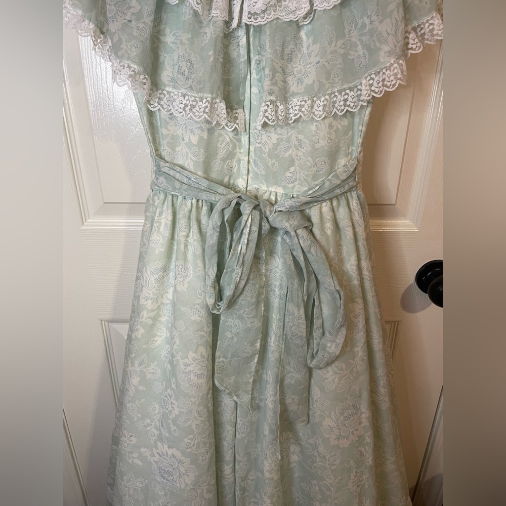 Gunne Sax Victorian Vintage 1970s Blue Floral Lace Dress in Size 5 *Rare* - Picture 12 of 16
